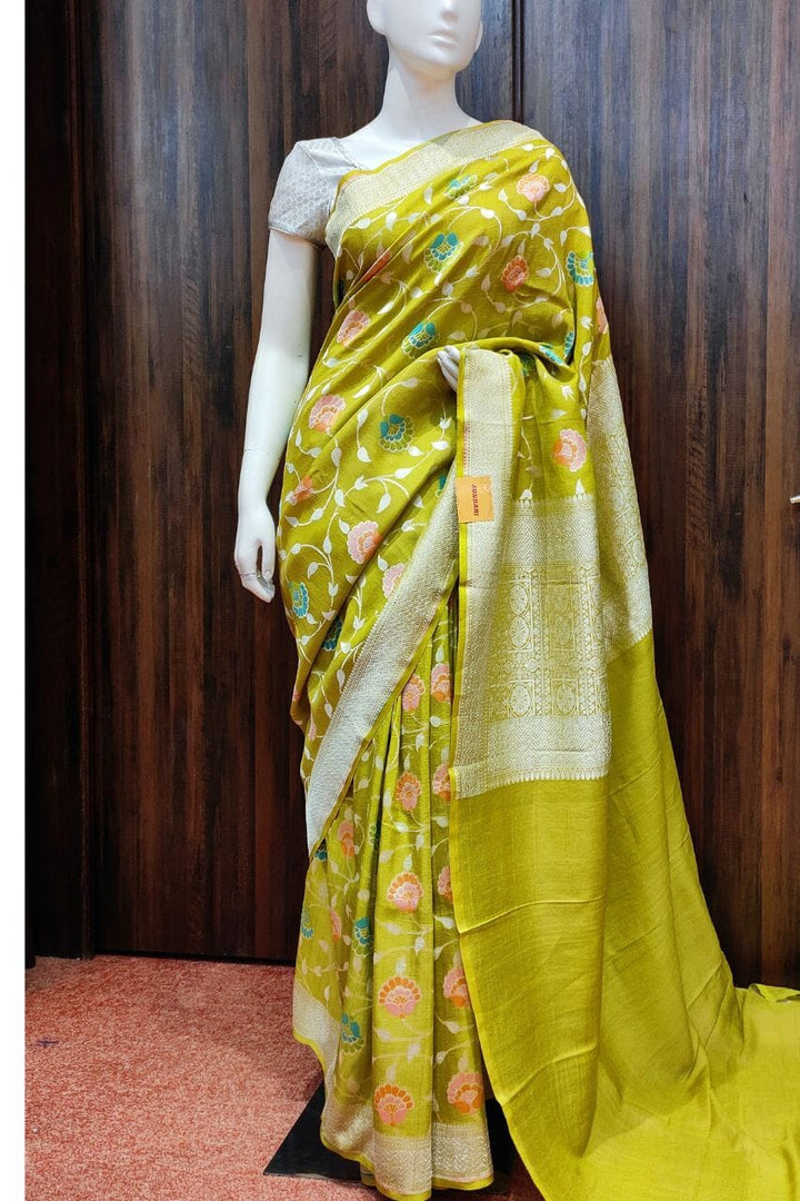Handwoven Saree In Muga Tussar Silk