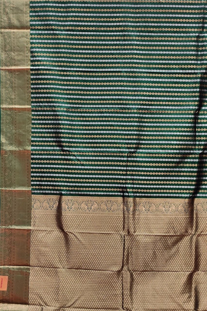 Kanjivaram Silk Saree In Dark Green Color