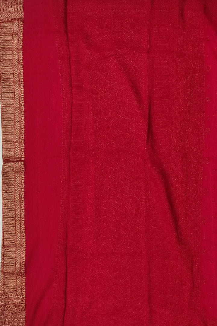  Khaddi Georgette Saree In Rani Color