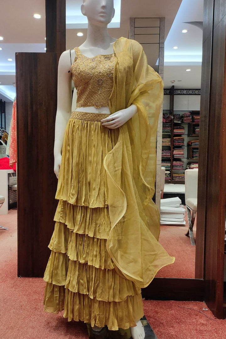 Lehenga Choli With Dupatta For Haldi Function