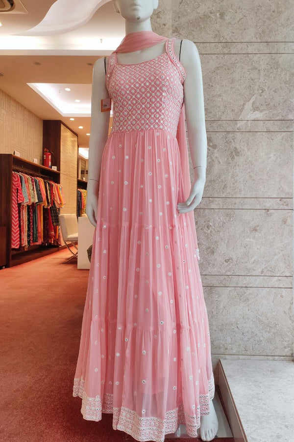 Long Dress With Dupatta In Pink Color