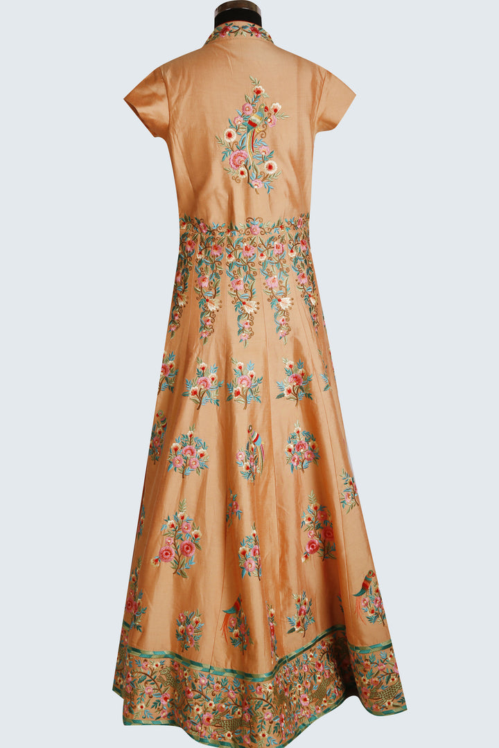 Long Suit In Peach Colour Silk - Sundari