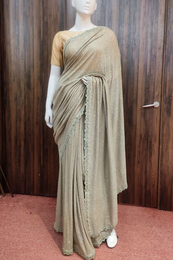 Lycra Saree With Sequence Work