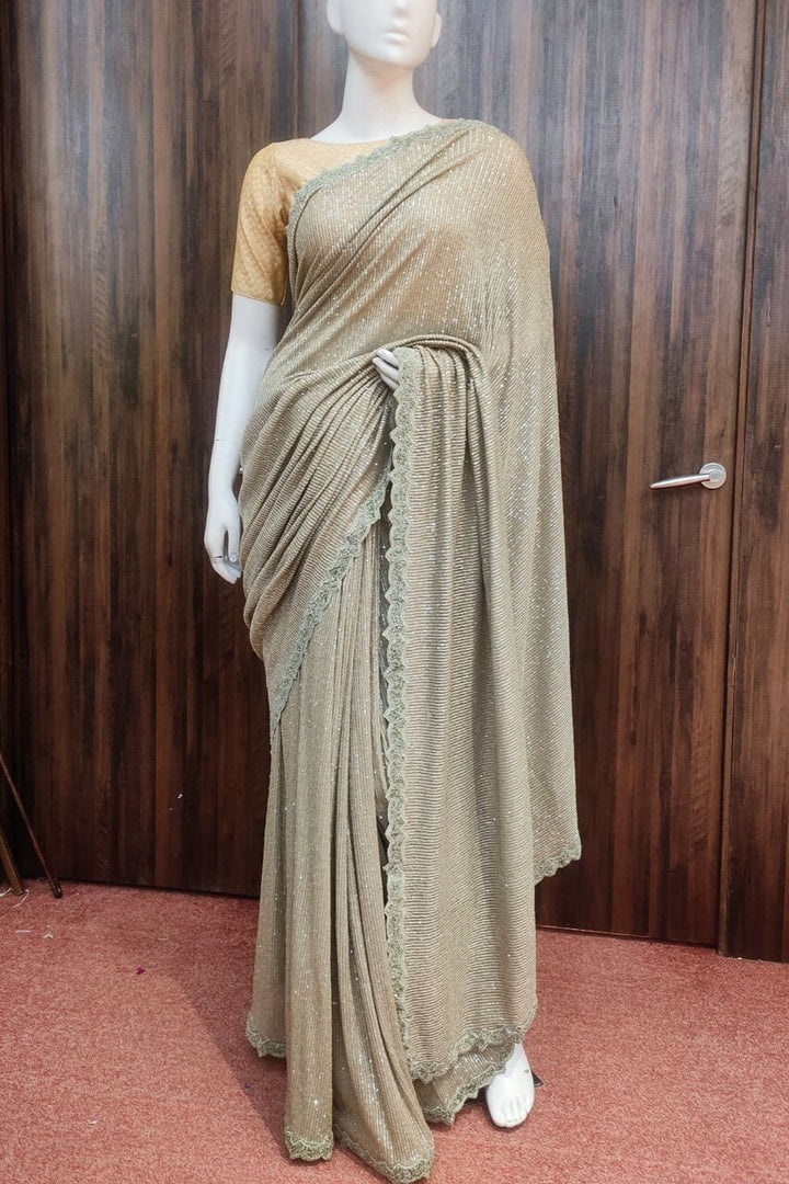 Lycra Saree With Sequence Work