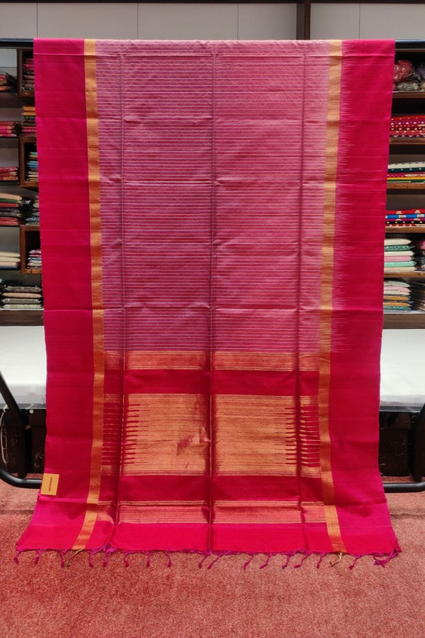 Matka Silk Saree With Woven Stripes