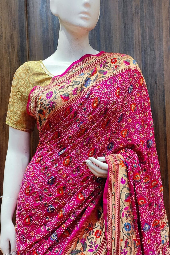 Meenakari Bandhani Saree