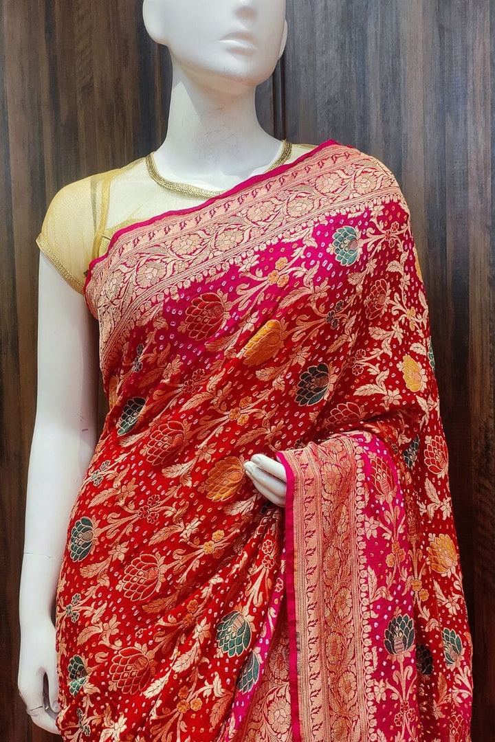 Meenakari Bandhej Saree 