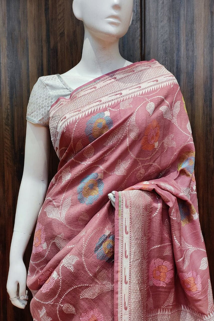 Muga Tussar Saree With Handwoven Meenakari