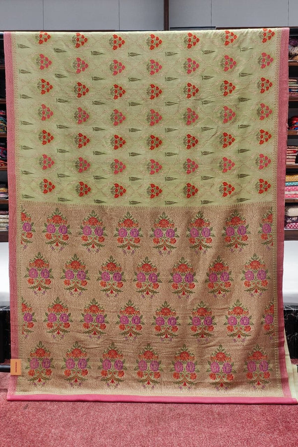 Muga Tussar Silk Saree With Meenakari Work