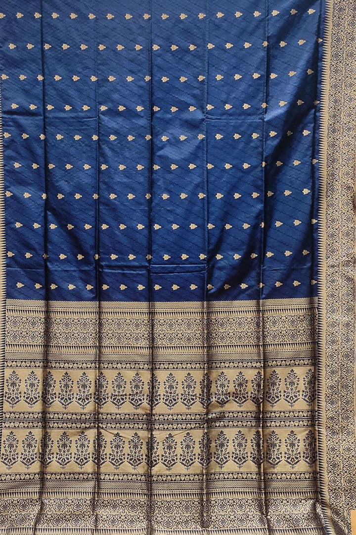 Nano Silk Saree With Golden Resham Booti Work