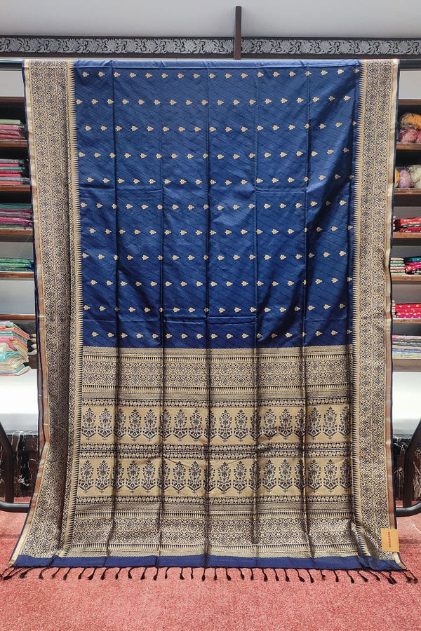 Nano Silk Saree With Golden Resham Booti Work