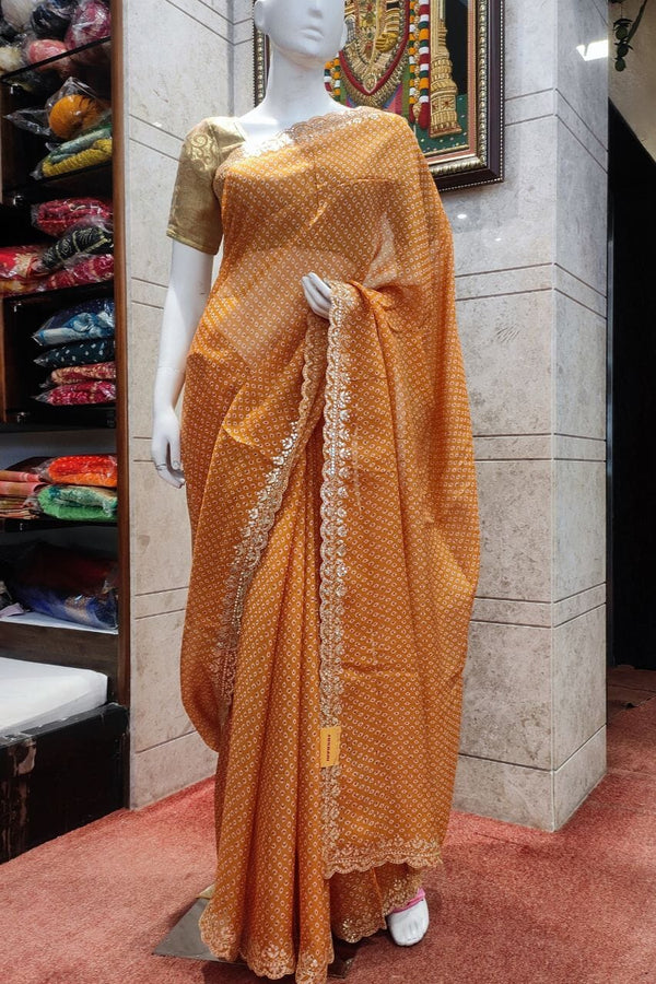 Organza Saree In Mustard Color