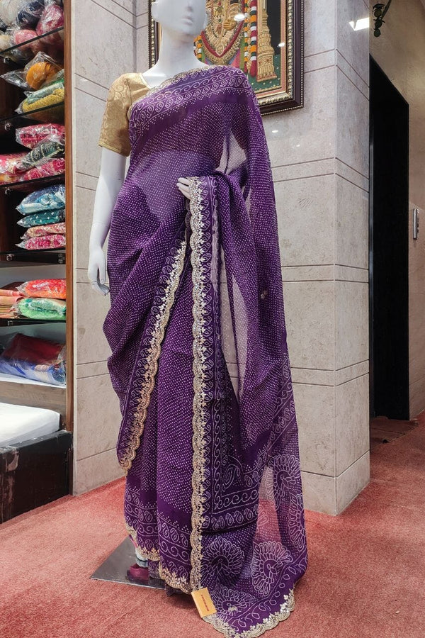 Organza Saree In Purple Color