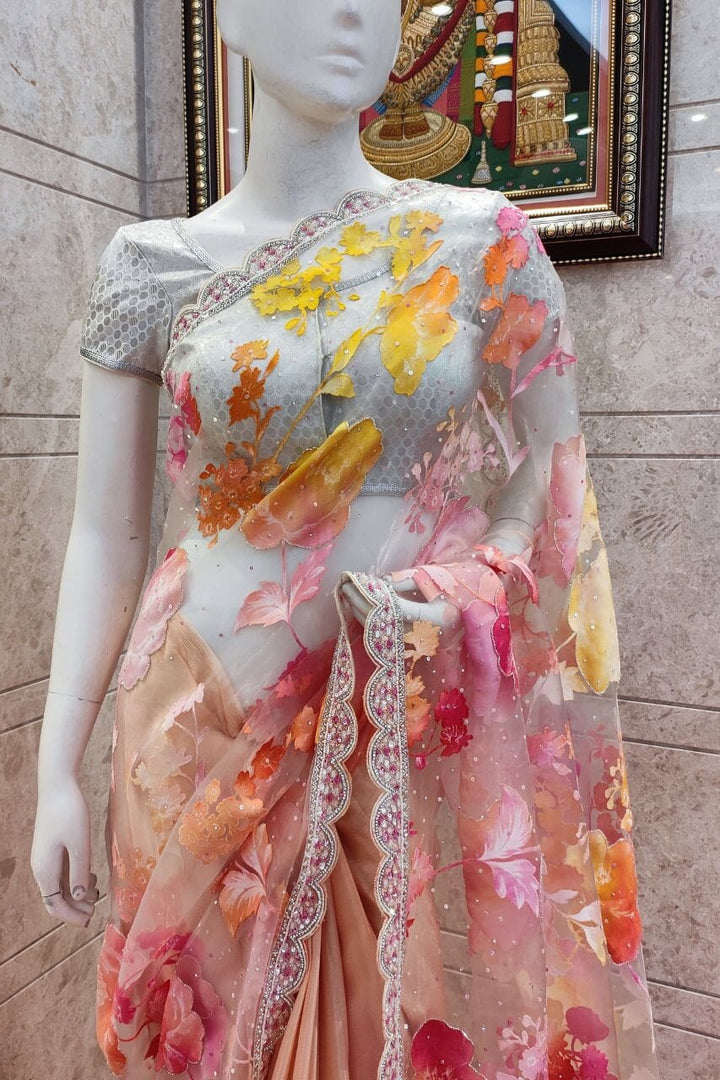 Organza Saree With Floral Printed