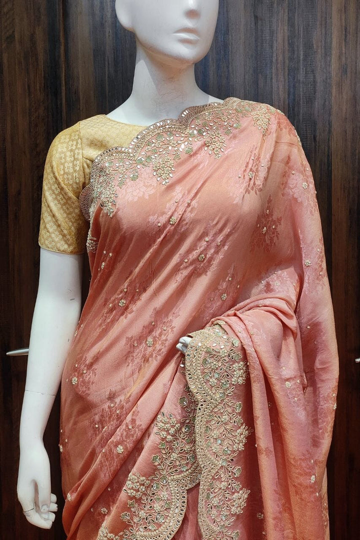 Organza Saree With Gota Patti Border
