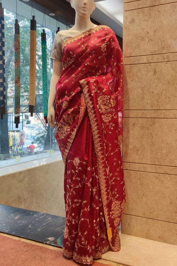 Organza Saree With Gota Patti Work