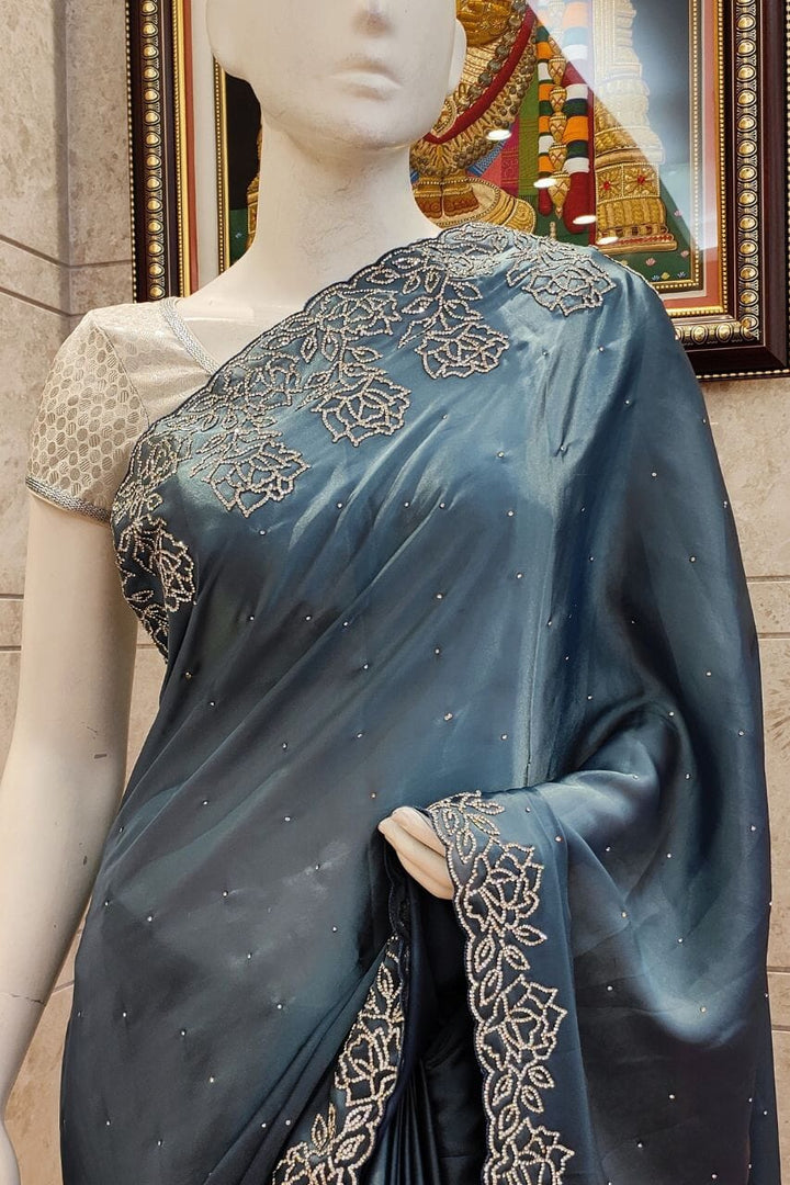 Organza Saree With Stone Embellished Border