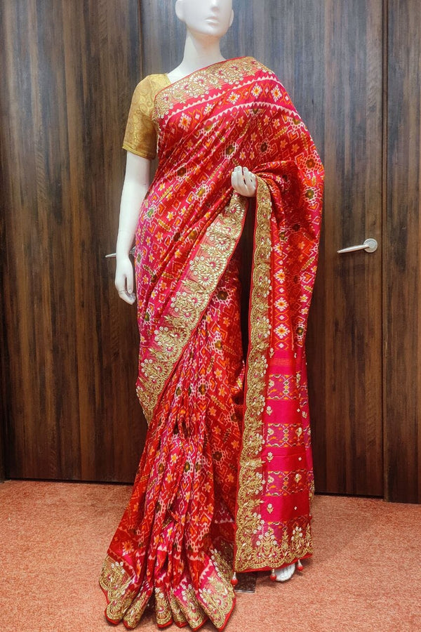Patola Silk Saree With Gota Patti Border