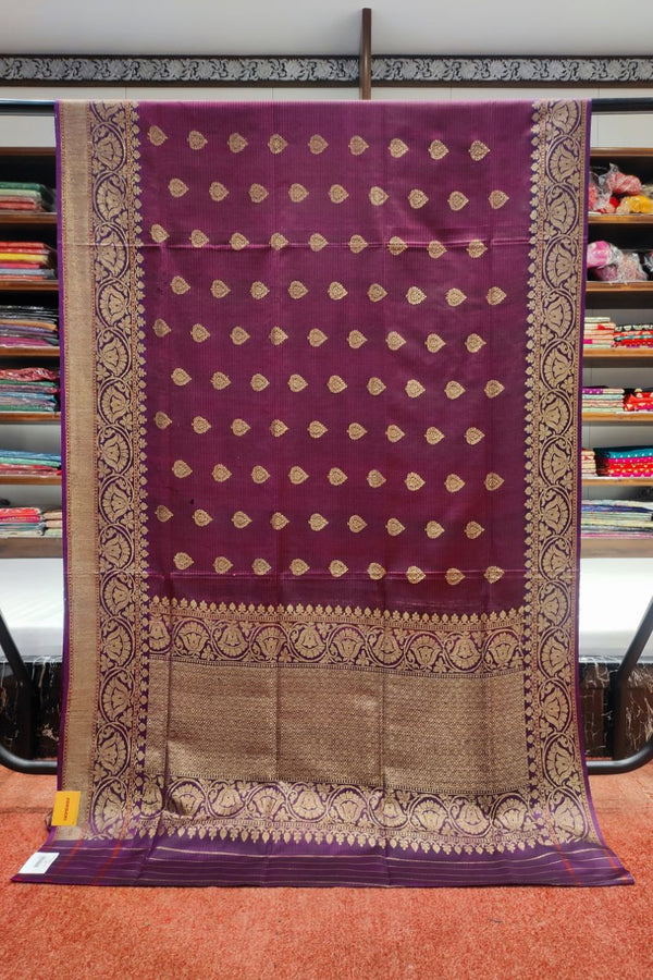 Pawri Silk Saree With Floral Embroidery Border