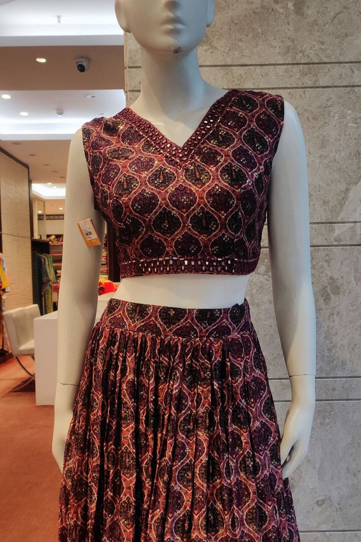 Printed Crop-Top Lehenga Set 