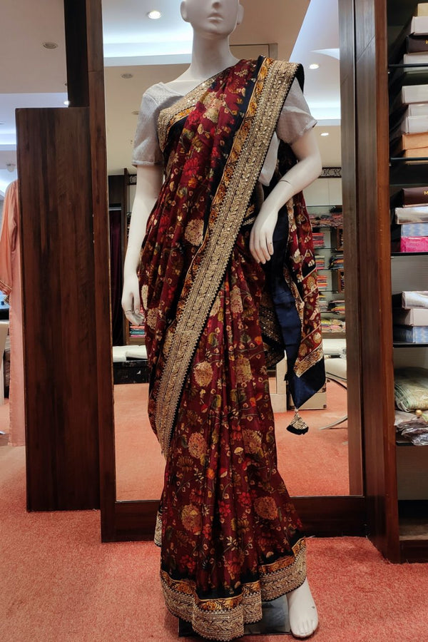 Printed Saree In Art Silk With Heavy Border