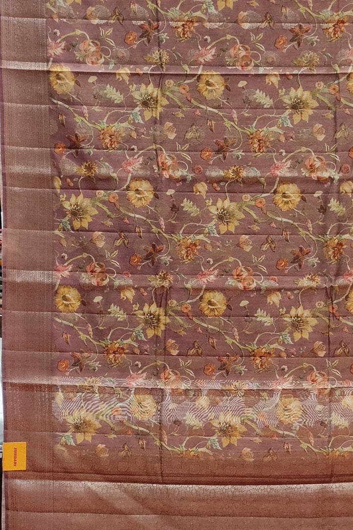 Printed Saree In Chiniya Silk 