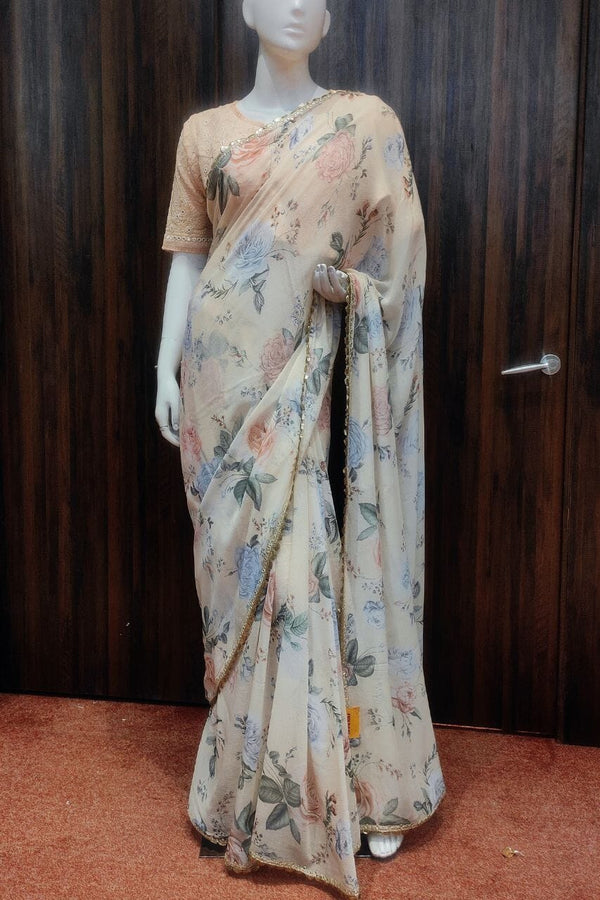 Pure Chiffon Saree With Ready-Made Blouse
