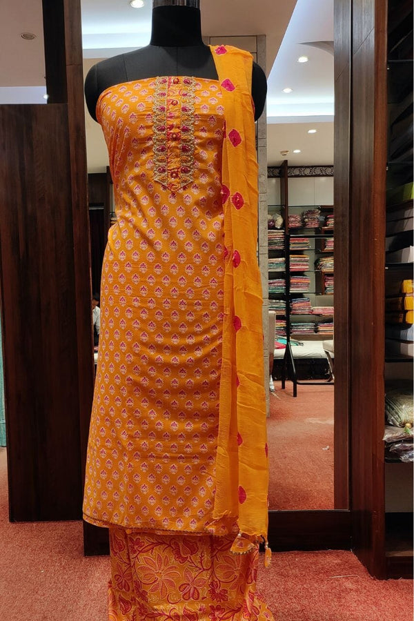 Pure Cotton Suit Piece With Floral Printed