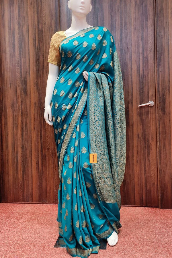 Pure Crepe Silk Saree With Zari Weaving