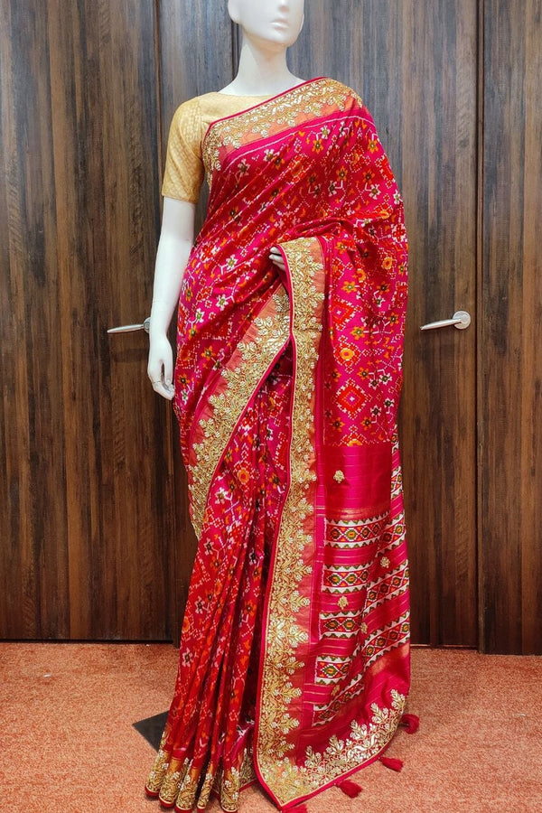 Rajkot Patola Silk Saree in Pink Colour