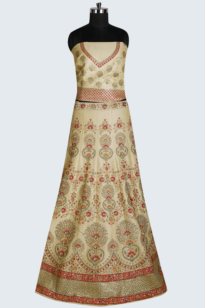 Raw SIlk Lehenga In Off white Colour - Sundari
