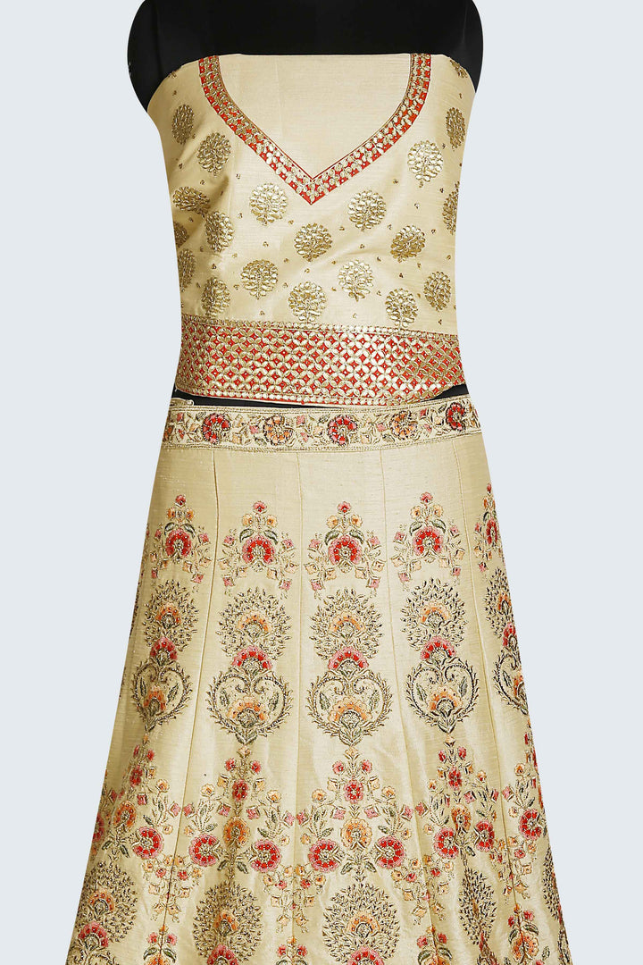 Raw SIlk Lehenga In Off white Colour - Sundari