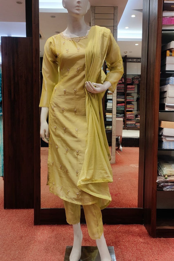 Ready Made Suit Set In Chanderi Silk