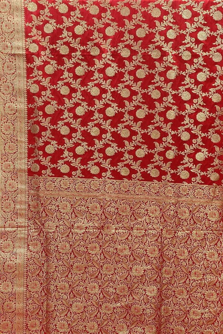Red Benarasi Silk Saree With Zari 