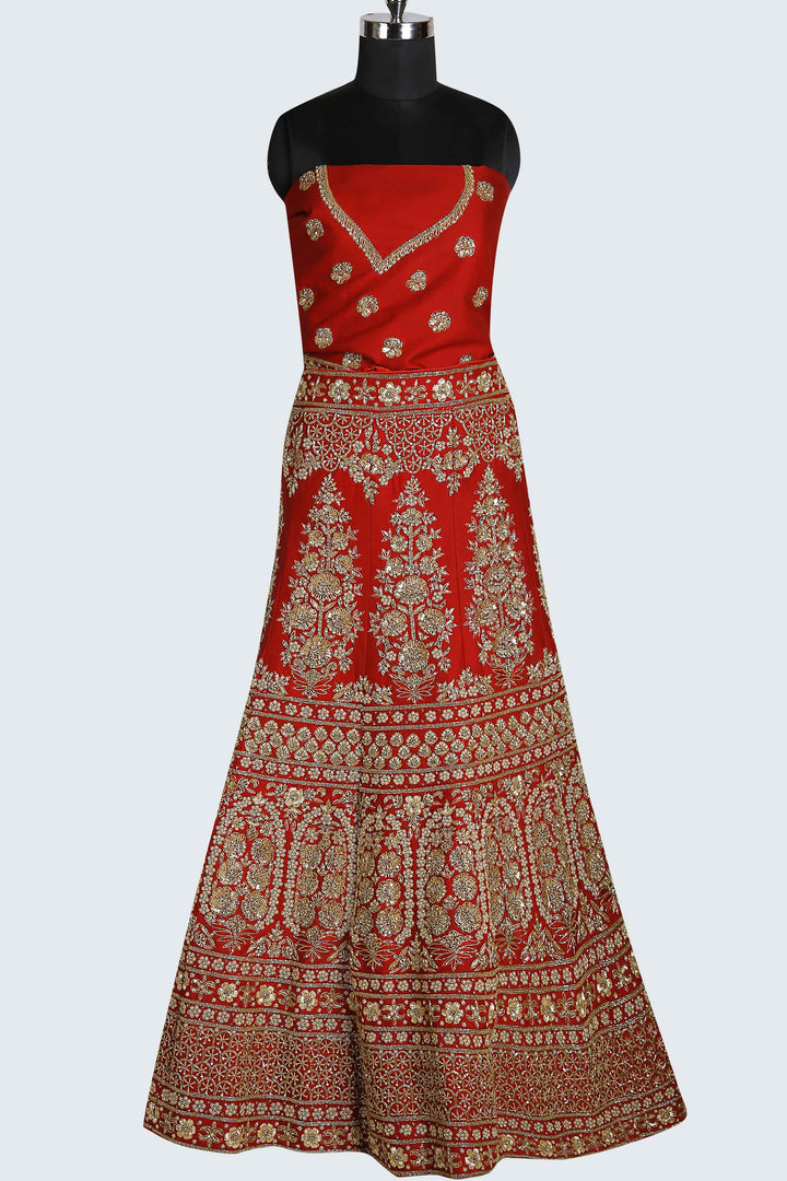 Red Bridal Lehenga Choli In Silk - Sundari