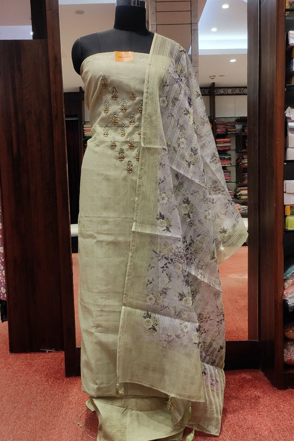 Salwar Suit Piece With Embroidered Yoke