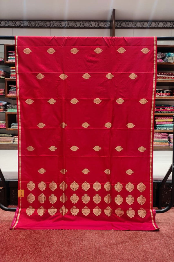 Saree For Bride In Katan Silk In Red Color