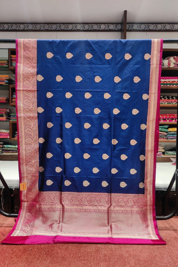 Saree For Reception look In Katan Silk With Zari Motif