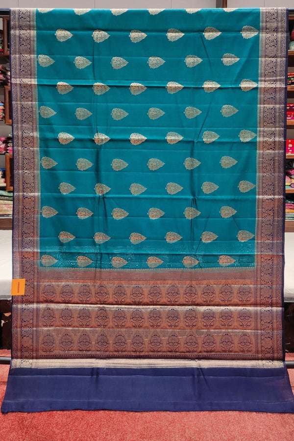 Saree In Chiniya Silk Contrast Zari Border