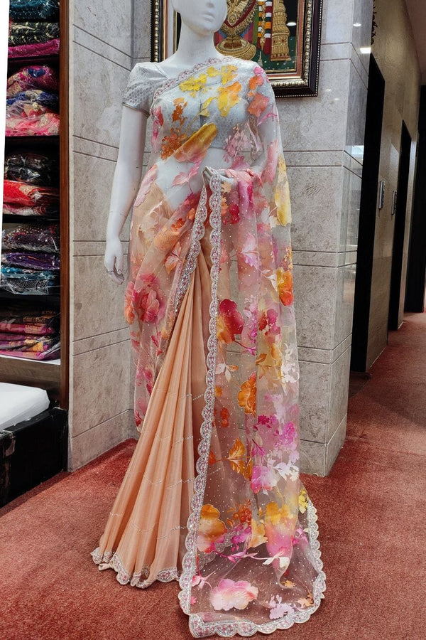 Organza Saree With Floral Printed