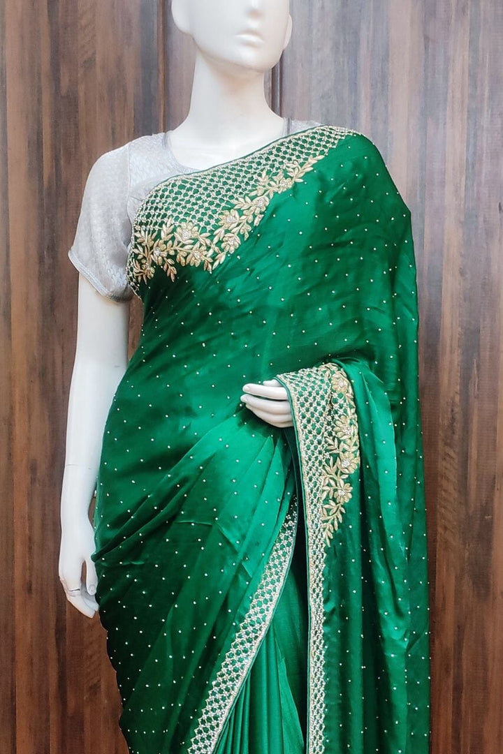 Satin Silk Saree With Zardosi