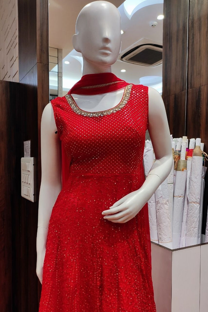 Sharara Set In Red Color 