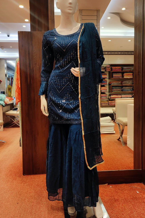 Sharara Set With Mirror Work Embroidery