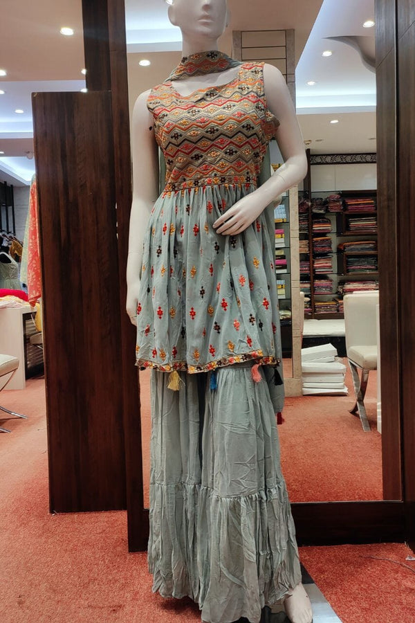 Sharara Set With Multicolor Thread Woven