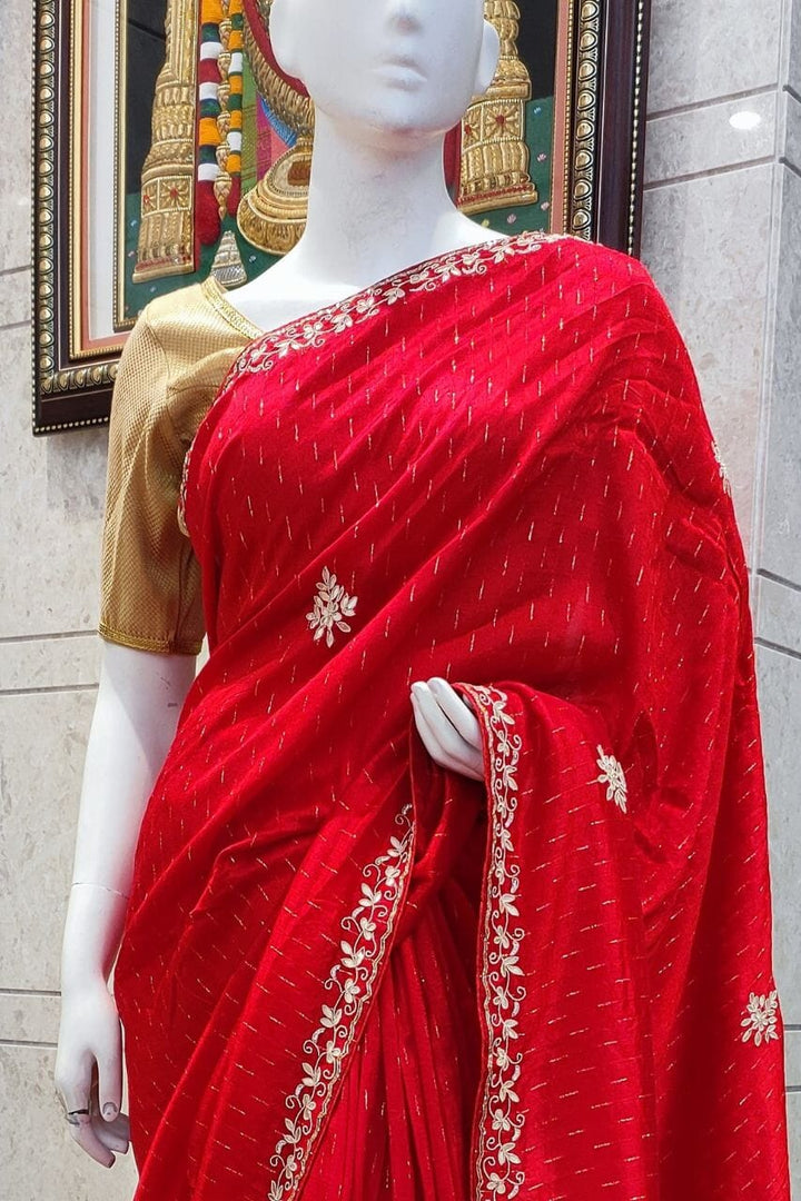 Silk Saree In Red Color 