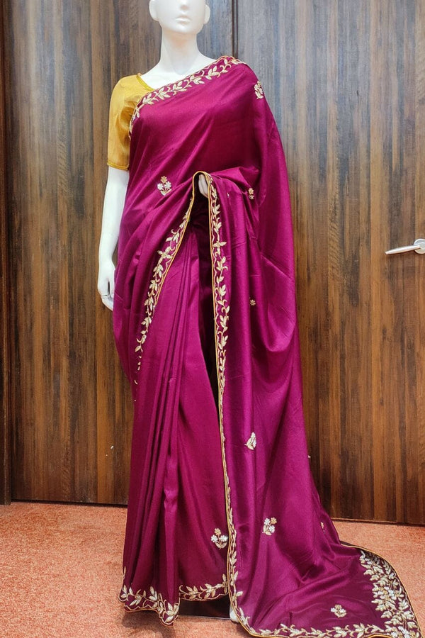 Silk Saree With Zardosi Work