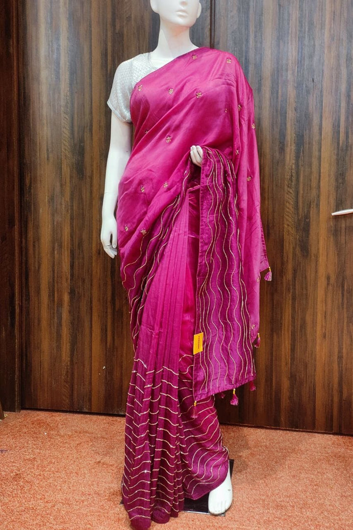 Soft Organza Saree In Magenta Color