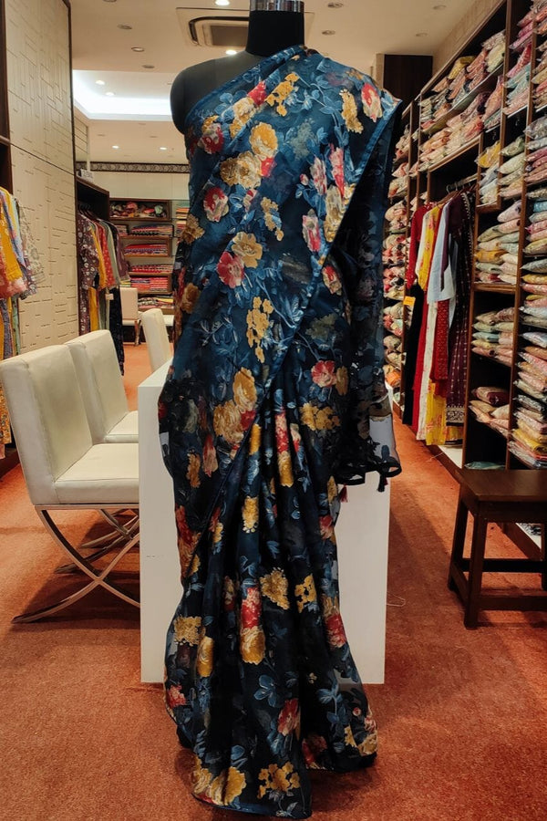 Soft Organza Saree With Floral Printed