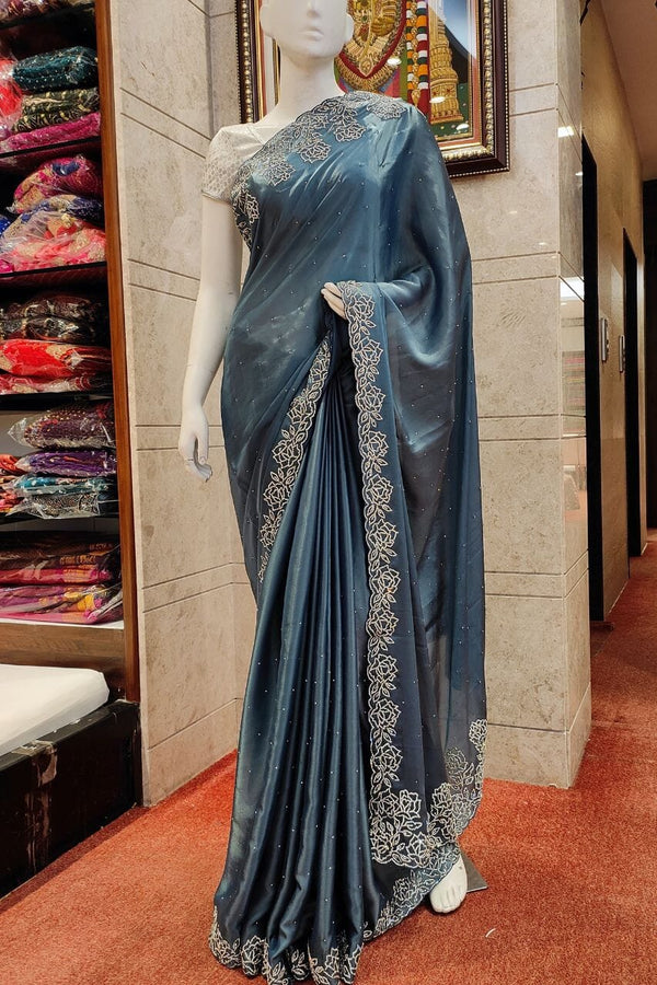 Soft Organza Saree With Stone Embellished Border