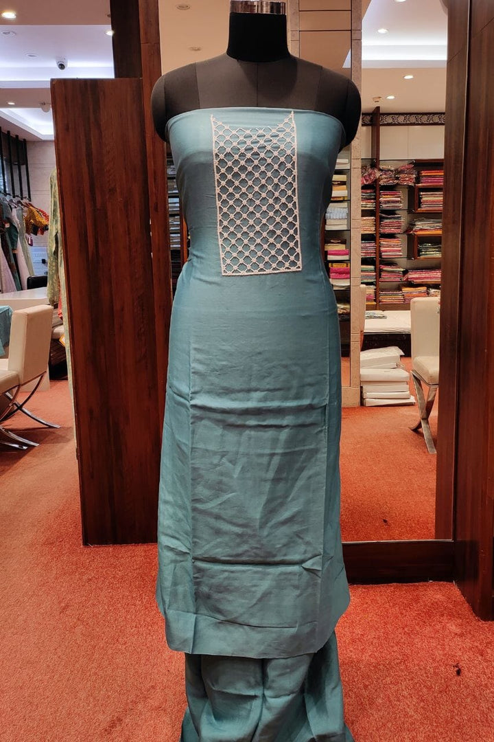 Unstitched Suit Piece With Pearl Embellished Yoke